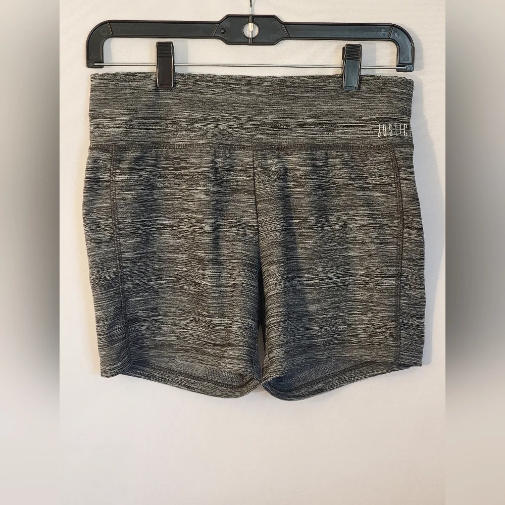 Justice Girls' Heathered Charcoal Stretch Bike Shorts Size 16